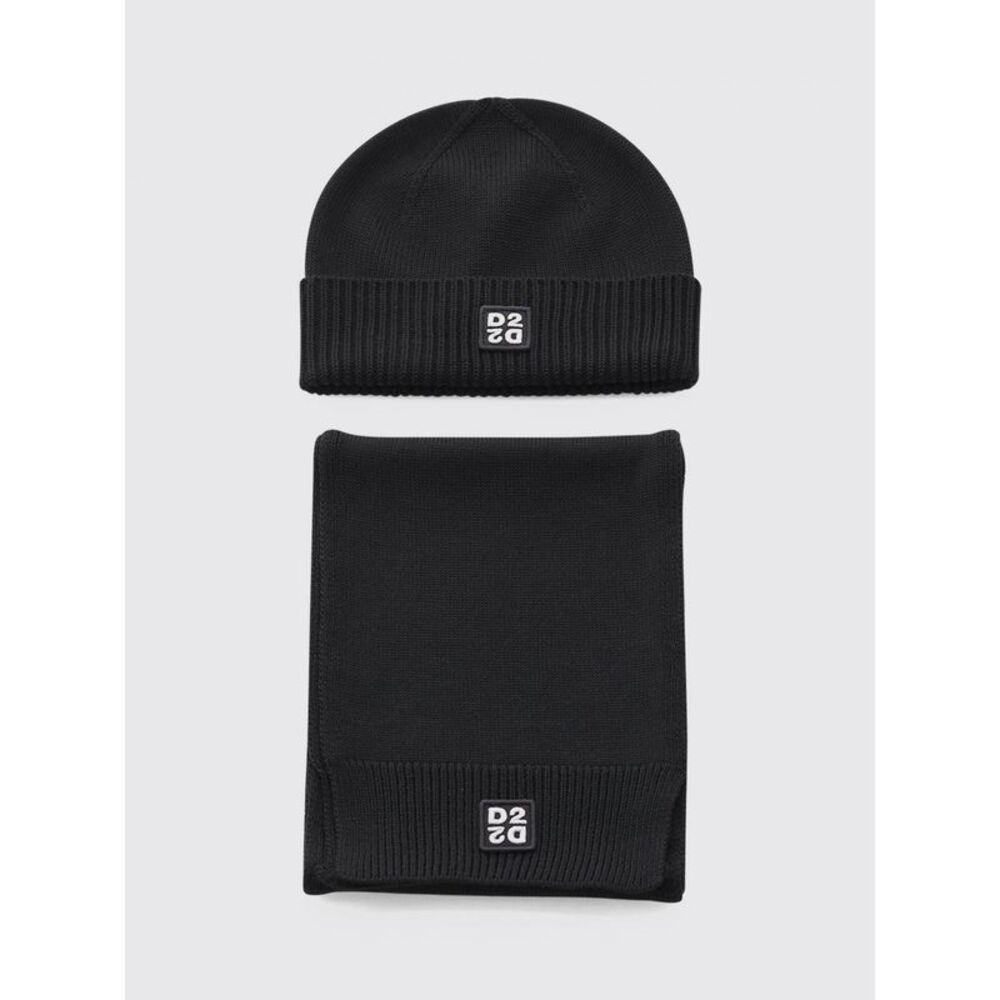 Dsquared2 Men Contrast Logo Wool Blend Beanie Dsquared2